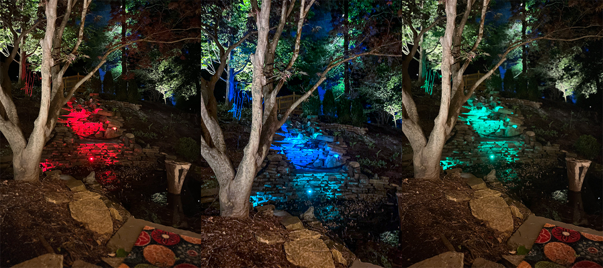 Colorful Landscape Lighting: Cincinnati Christmas in July