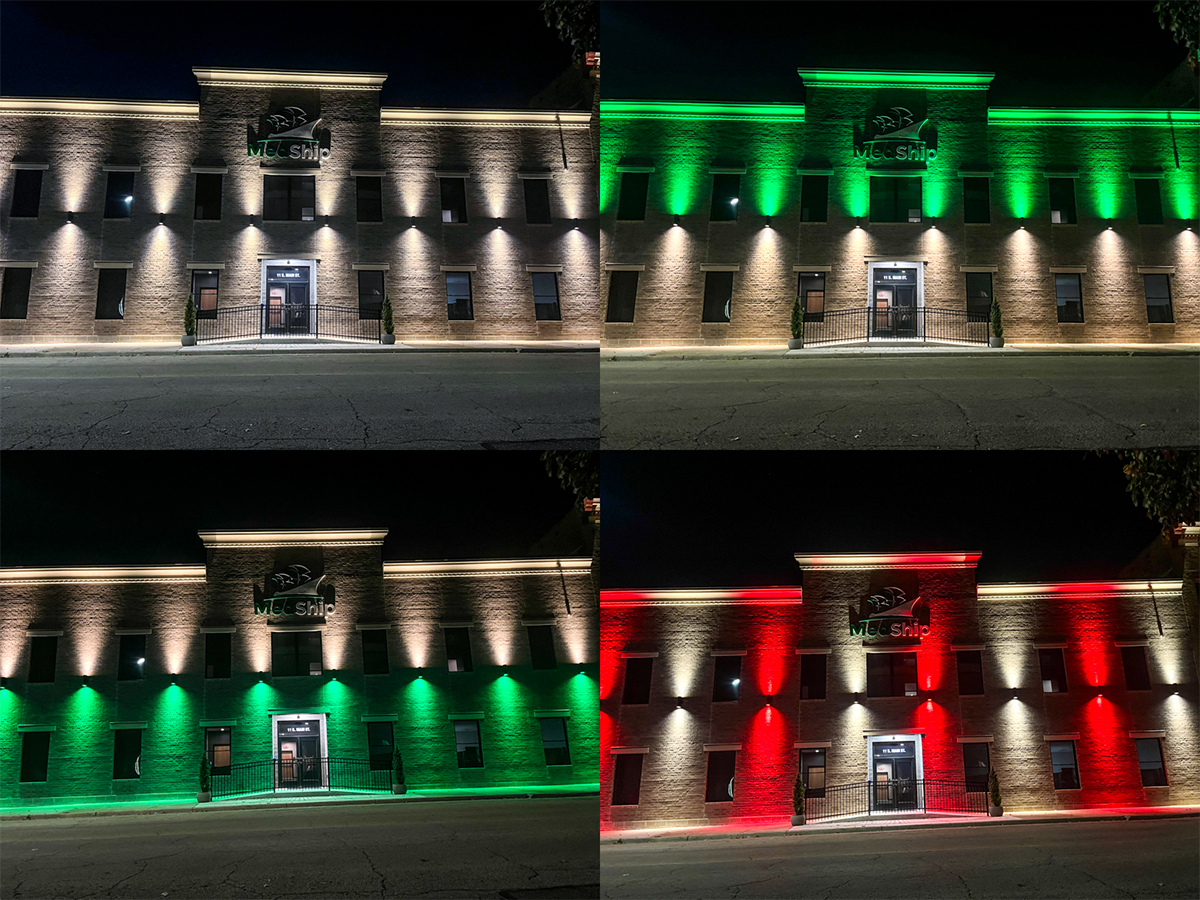 Colorful Landscape Lighting: Cincinnati Christmas in July