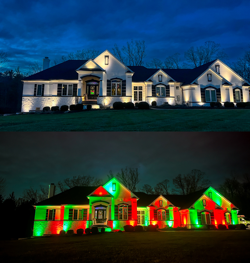 Colorful Landscape Lighting: Cincinnati Christmas in July